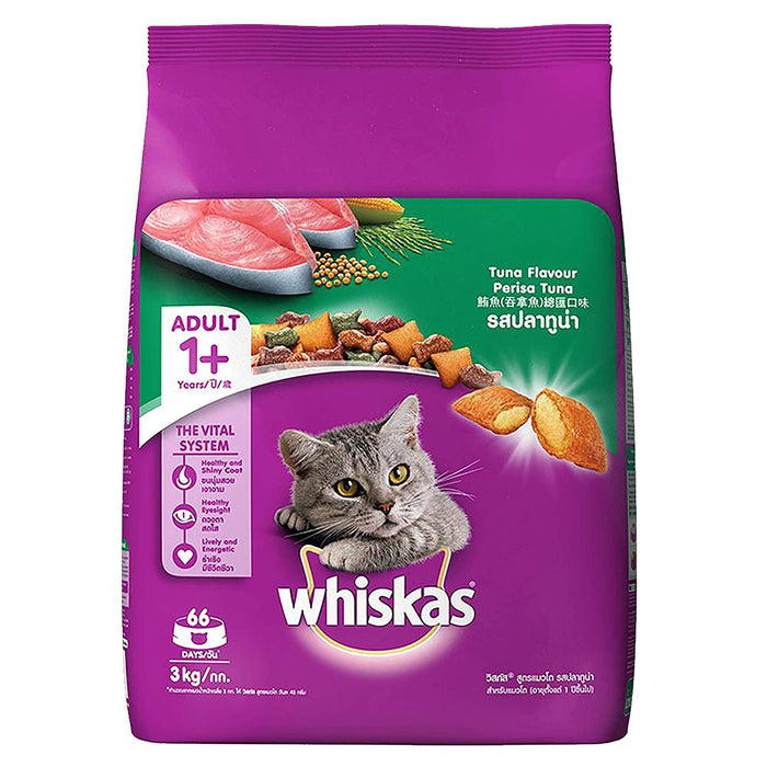 Whiskas Adult (+1 year) Dry Cat Food, Tuna Flavour, 7kg Pack