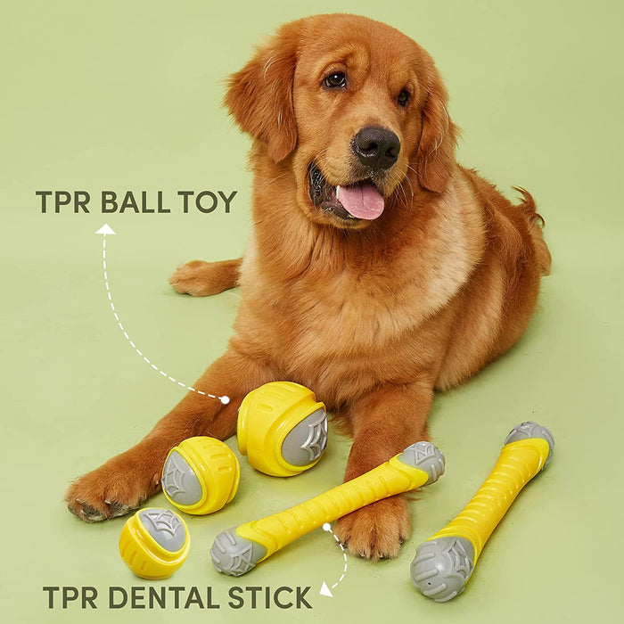 Barkbutler x Fofos Flexy Ball Ultra Bounce Durable Dog Toy L, Yellow | for Large Dogs (20-30kg) |Dura-Flex TPR |High Bounce| Soft Texture + Durability