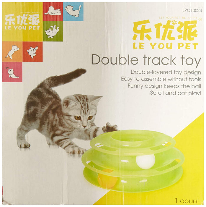 Interactive Tower of Tracks Plastic 3 Layers Pet Game Entertainment Turntable with Colourful Ball Toy for Cats
