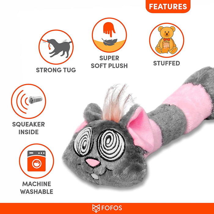 Barkbutler x Fofos Forest Eye Mouse Stick Stuffed Soft Squeaky Plush Dog Toy, Grey |For Small - Medium Dogs (5-30kgs)