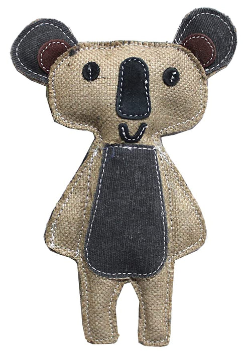 Nootie Jute Canvas Stuffed Animal Shape Squeaky Chew Toy for Dog Chewing (Koala)