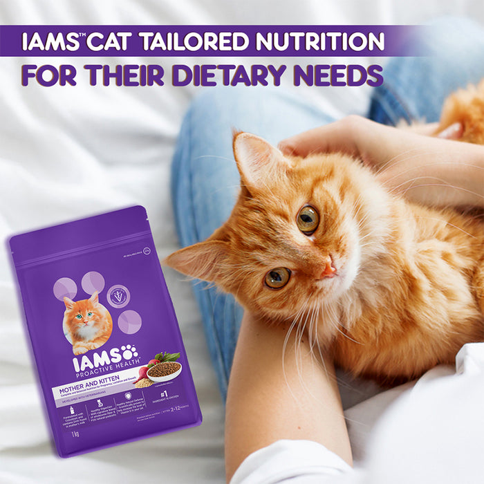 IAMS Proactive Health, Mother & Kitten (2-12 Months) Dry Premium Cat Food with Chicken, 1 Kg