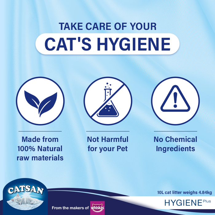 Catsan Hygiene Plus Non Clumping 100% Natural Cat Litter, 10 L (4.8 kg)