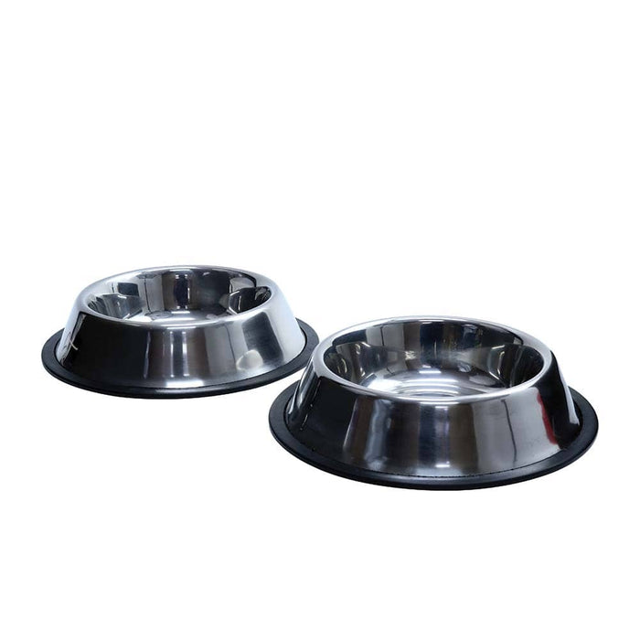 STAINLESS STEEL DOG BOWL LARGE, LARGE, 900 MILLIL (SET OF 2) (SILVER)
