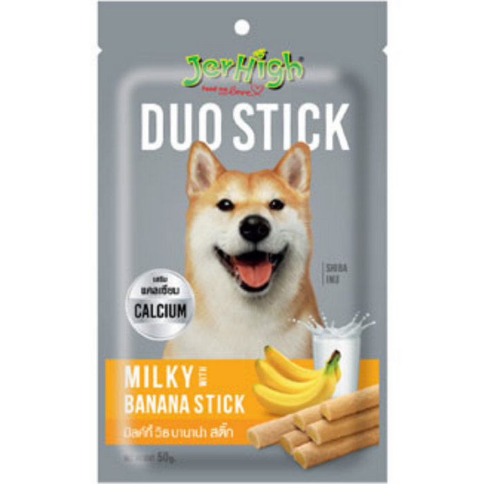 JerHigh Milky With Banana Duo-Stick Dog Treat 50gm(Pack of 2)