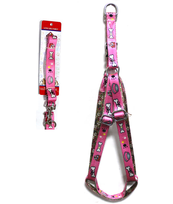 Nootie Premium Printed Nylon Dog Harness & Leash Set for Dogs/Puppies | Pet Harness Set (Medium, Pink)