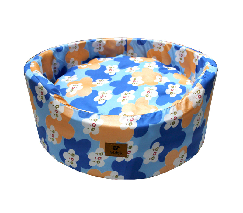 Nootie Round Shape Printed Dog Bed for Pet/Cat (Blue)