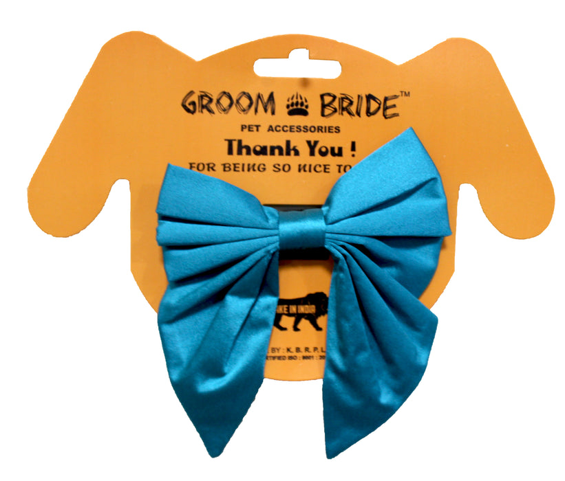 Groom Bride X Nootie Fancy Vibrant Blue Long Collar Bow Tie.