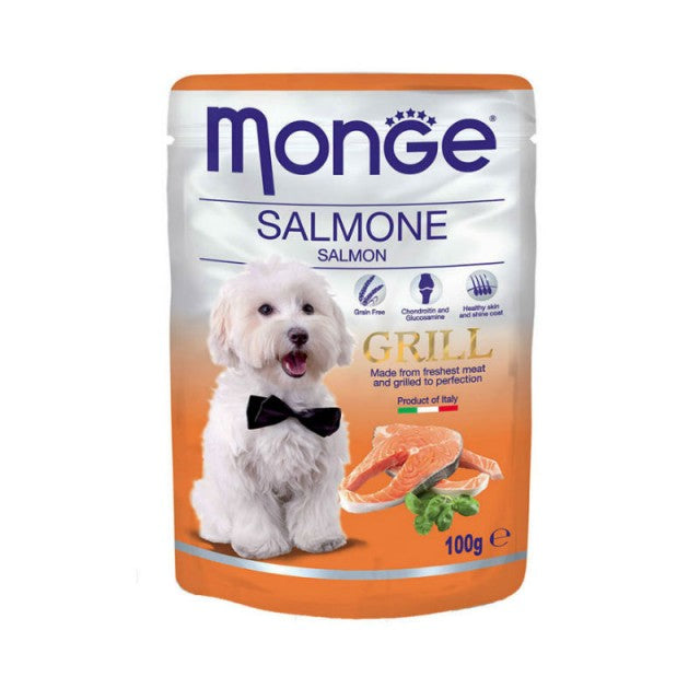 Monge Grill Chunkies with Salmon Wet Dog Food, 100gm Pack of 6