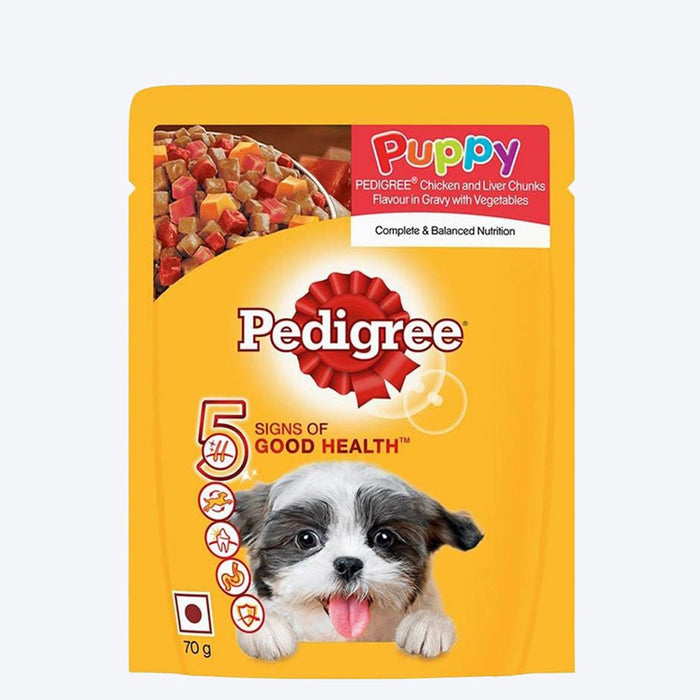 Pedigree Chicken & Liver Chunks in Gravy with Vegetables Wet Puppy Food - 70 g