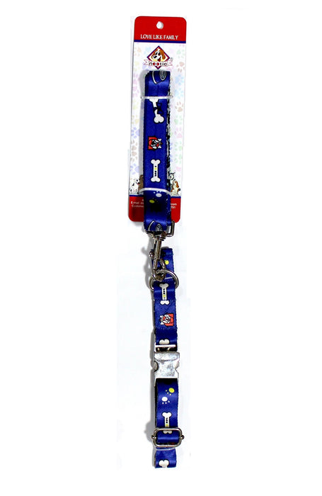 Nootie Premium Design Leash & Collar Set for Dogs/Puppies | Pet Collar Set (Medium, Blue)