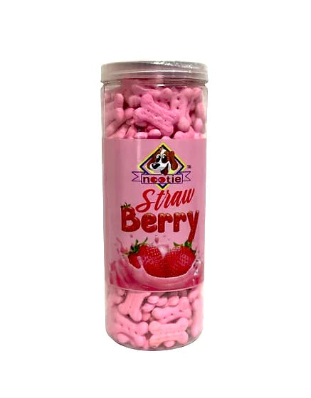 Nootie Oven Baked Real Strawberry Flavored Dog Biscuits, Jar Pack 750 Gms