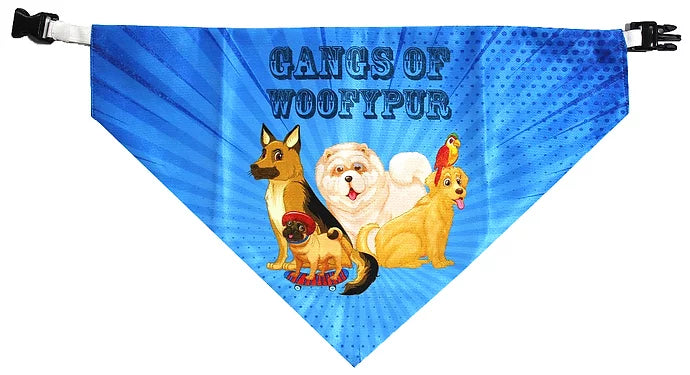 Nootie Premium Gangs of Woofypur Printed Bandana/Scarf for Pets, Blue