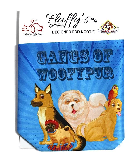 Nootie Premium Gangs of Woofypur Printed Bandana/Scarf for Pets, Blue