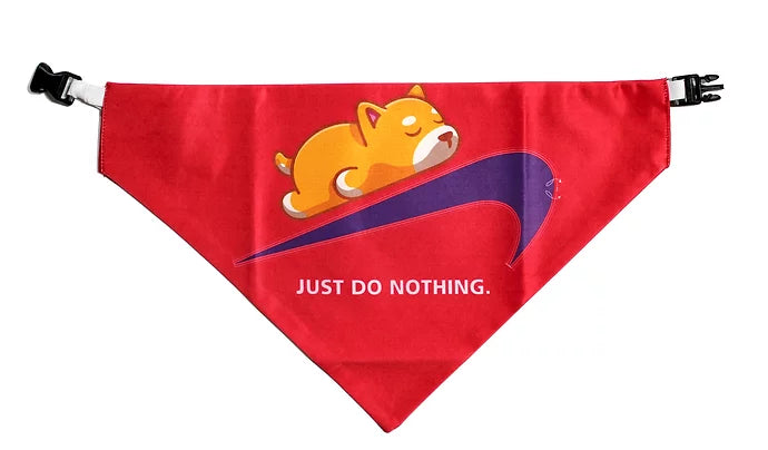 Nootie Premium Just Do Nothing Printed Bandana/Scarf for Pets, Red