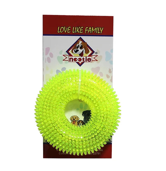 Nootie Spiky Doughnut Shaped Chew Toy for Puppies/Dogs (Vibrant Green)