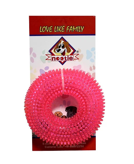 Nootie Spiky Doughnut Shaped Chew Toy for Puppies/Dogs (Pink)
